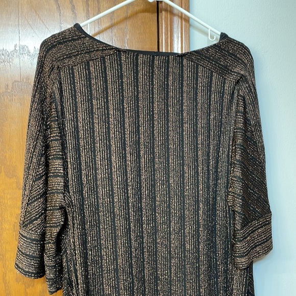 LANE BRYANT UEC Womens Size 14/16 Metallic Belted Fit & Flare Dress Black Copper - Picture 12 of 13